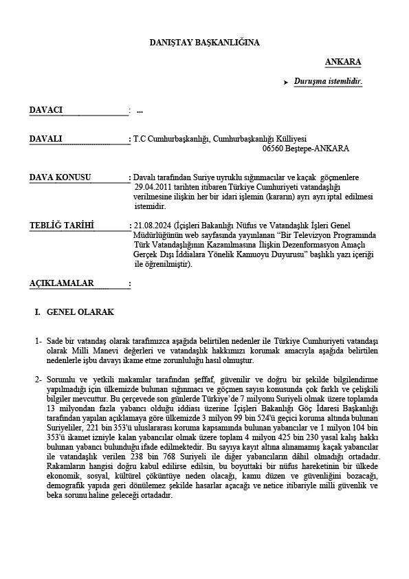 Millî güvenliğimizi, sınırlarımızı, egemenlik haklarımızı hedef alan bu tehdidin bertarafına çalışmak millî bir görevdir.